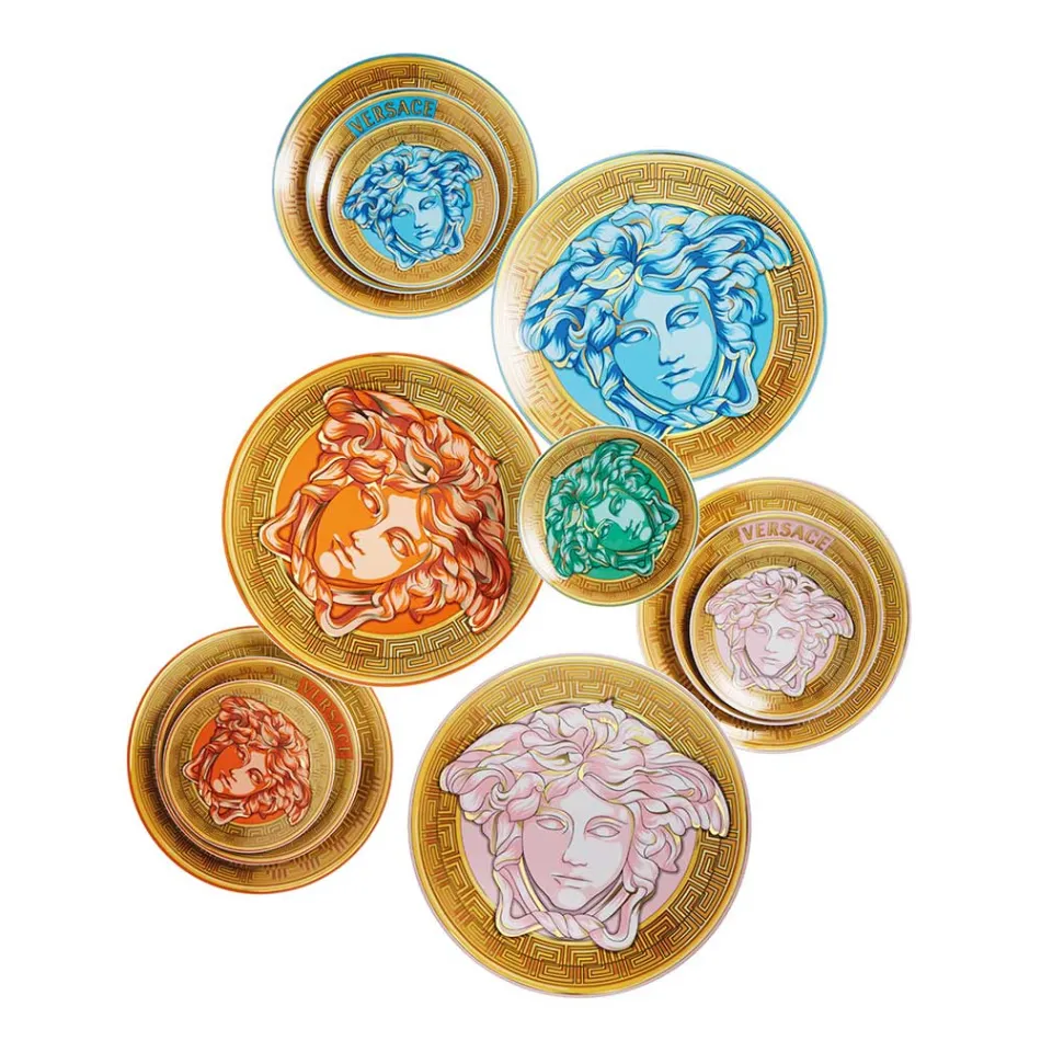Rosenthal Versace Medusa Amplified 4 Assiettes Plates Diamètre 17 cm - Medusaamplifield Viadurini