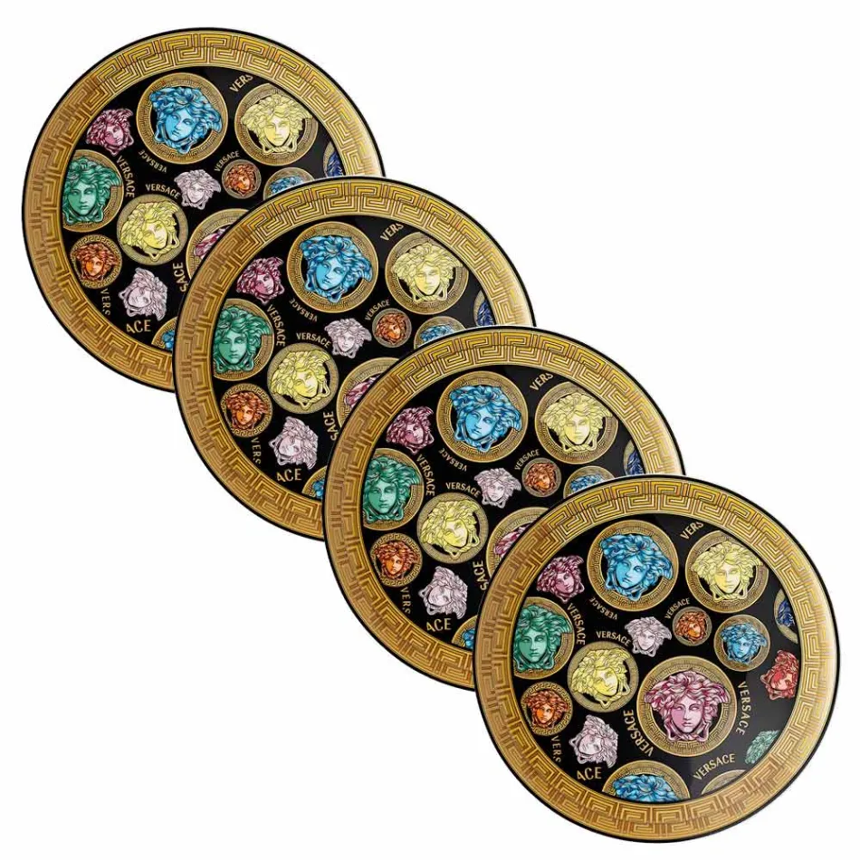 Rosenthal Versace Medusa Amplified Multicolore 4 assiettes plates - Amplifiedmulticolor Viadurini