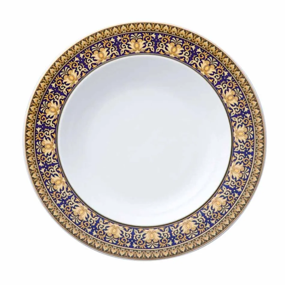 Rosenthal Versace Medusa Blue Plate avec base en porcelaine moderne Viadurini