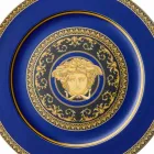 Rosenthal Versace Medusa Blue Plate marque-page de conception en porcelaine Viadurini