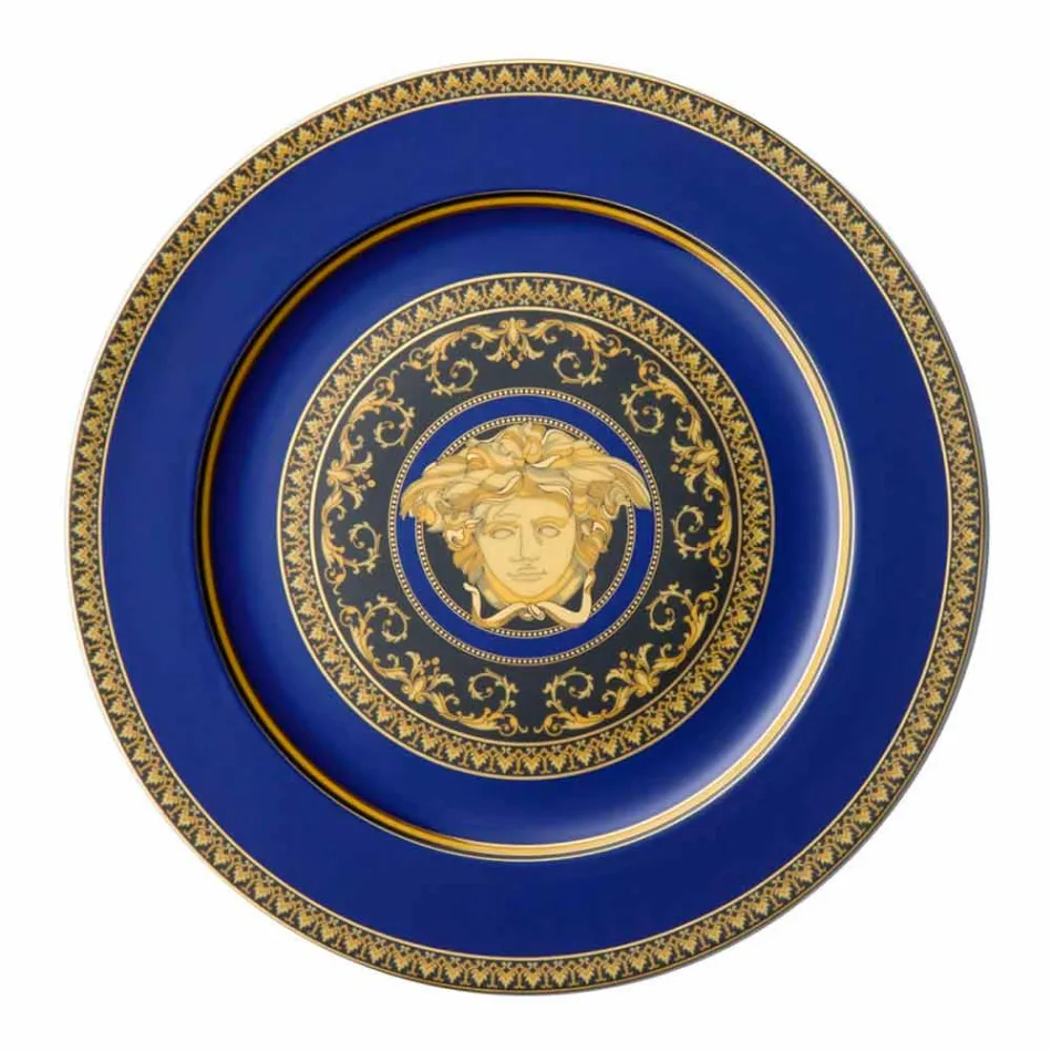 Rosenthal Versace Medusa Blue Plate marque-page de conception en porcelaine Viadurini