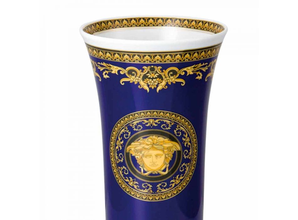 Rosenthal Versace Medusa Blue Vase en porcelaine design moderne 26cm Viadurini