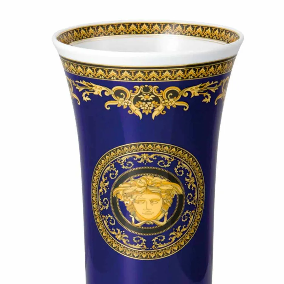 Rosenthal Versace Medusa Blue Vase en porcelaine design moderne 26cm Viadurini