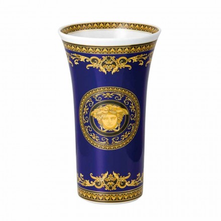 Rosenthal Versace Medusa Blue Vase en porcelaine design moderne 26cm Viadurini