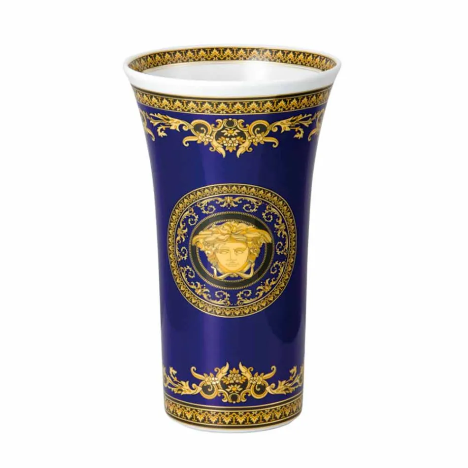 Rosenthal Versace Medusa Blue Vase en porcelaine design moderne 26cm Viadurini