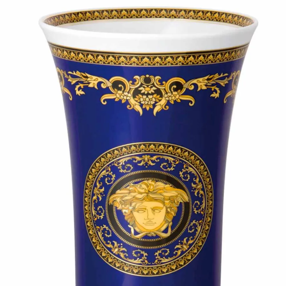 Rosenthal Versace Medusa Blue Vase de design moderne en porcelaine 34cm Viadurini