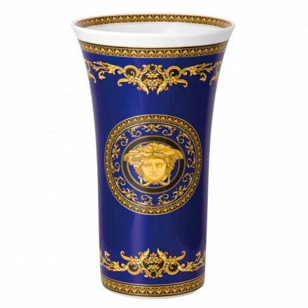 Rosenthal Versace Medusa Blue Vase de design moderne en porcelaine 34cm Viadurini