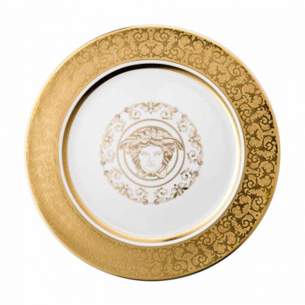 Rosenthal Versace Medusa Gala Plaque dorée en porcelaine 30cm Viadurini