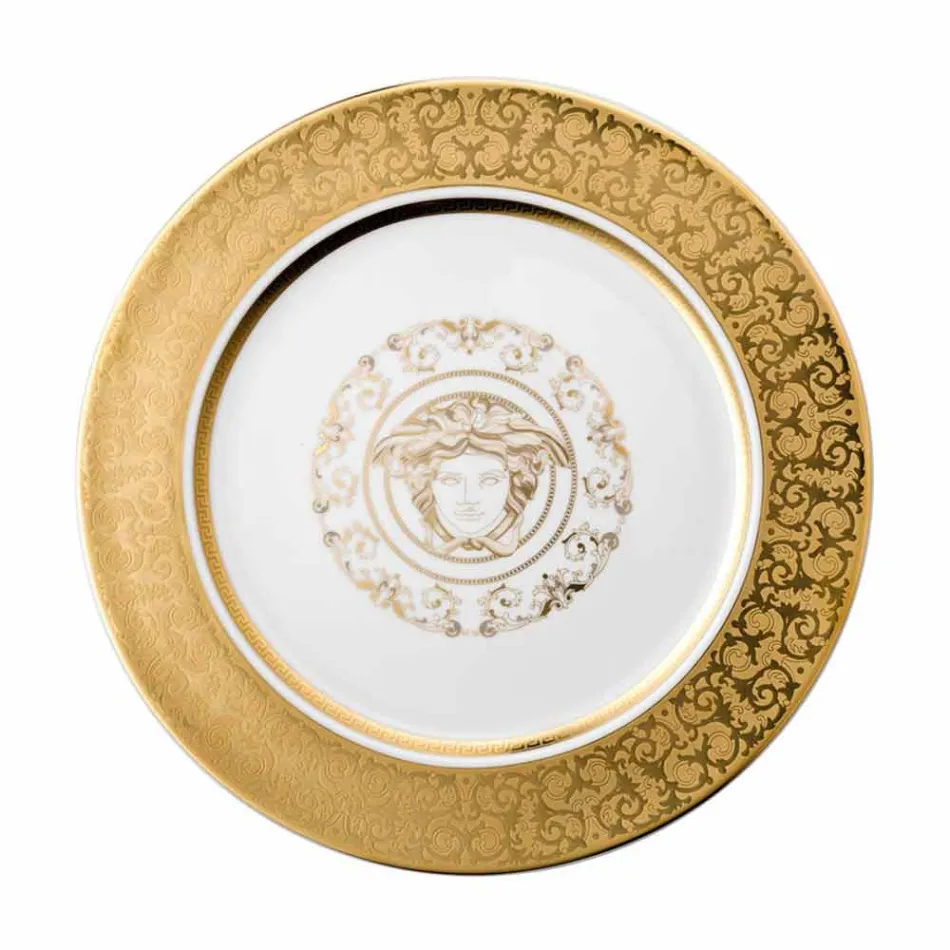 Rosenthal Versace Medusa Gala Plaque dorée en porcelaine 30cm Viadurini