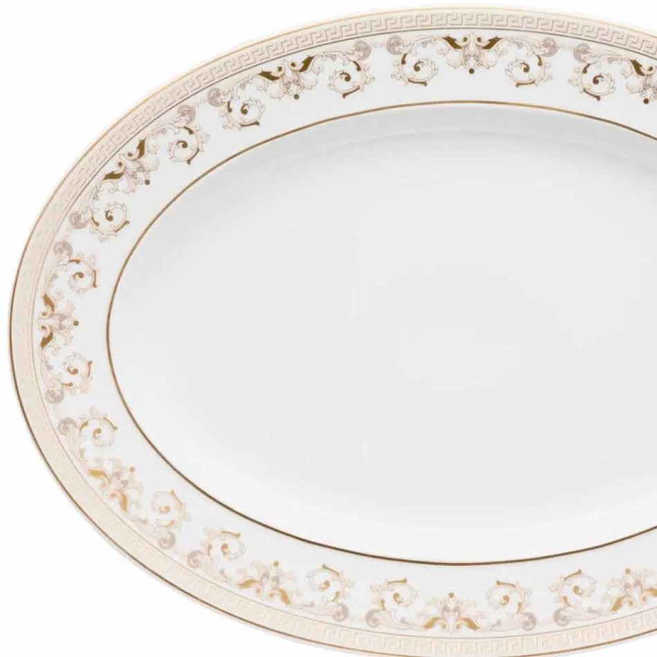 Rosenthal Versace Medusa Gala Assiette ovale 34cm en porcelaine Viadurini