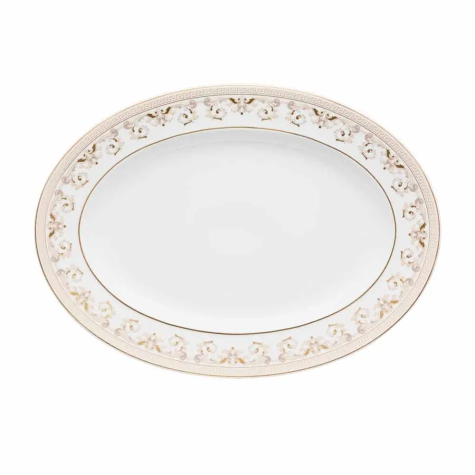 Rosenthal Versace Medusa Gala Assiette ovale 34cm en porcelaine Viadurini