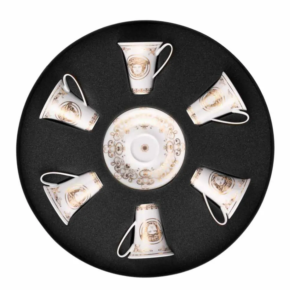 Rosenthal Versace Medusa Gala ensemble de tasses à expresso 6 pièces en porcelaine Viadurini