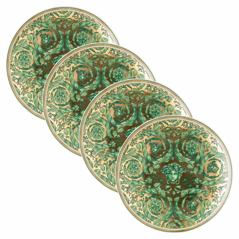 Rosenthal Versace Medusa Garland 4 Assiettes Plates Diamètre 17 cm - Noël Viadurini