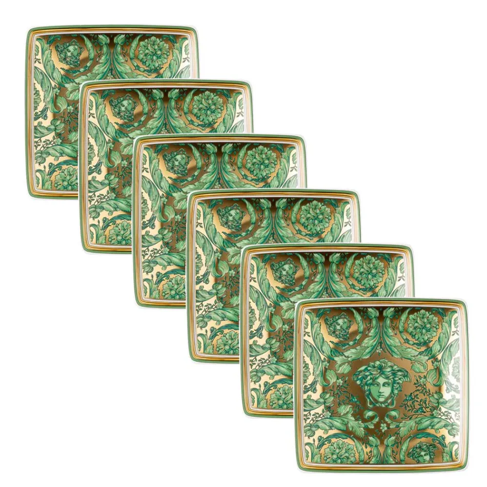 Rosenthal Versace Medusa Garland 6 tasses plates carrées - Noël Viadurini