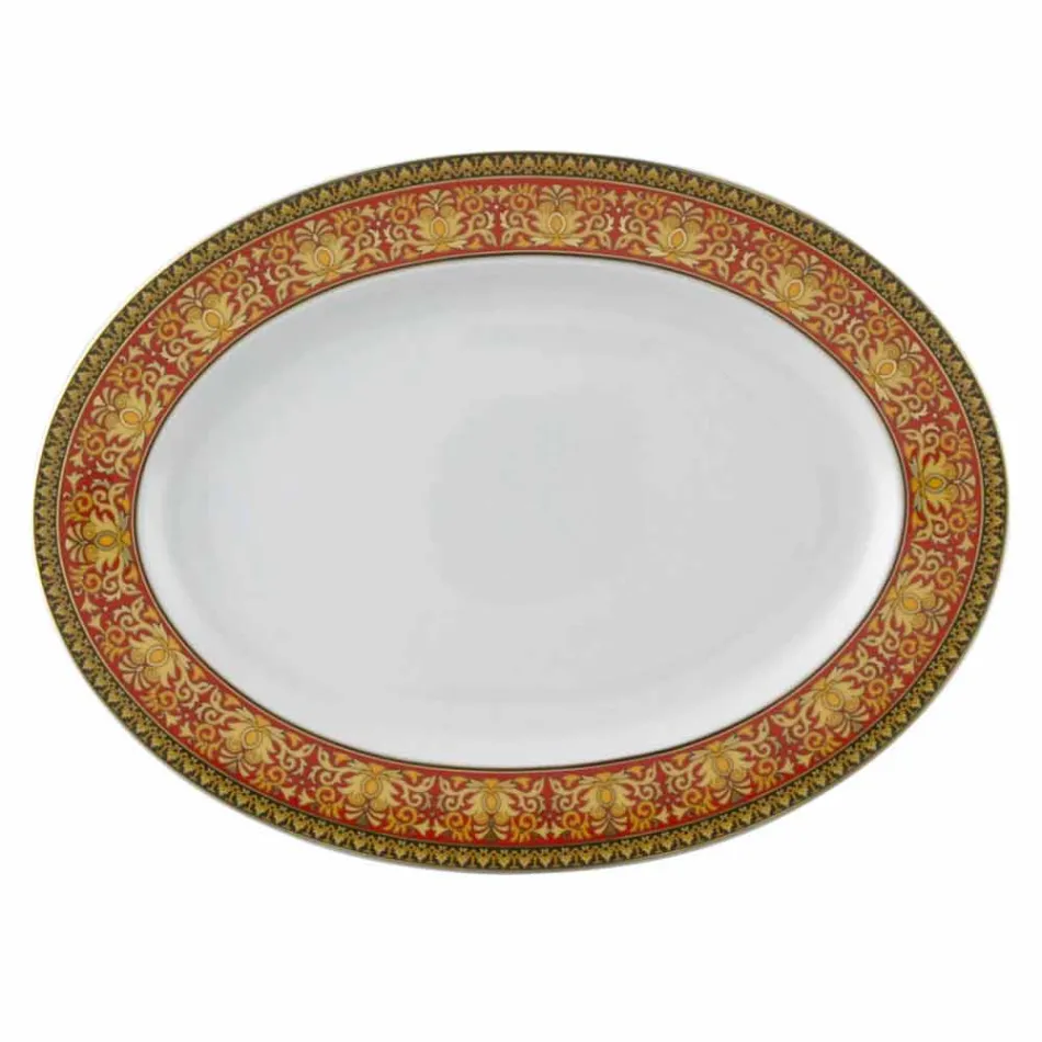 Rosenthal Versace Rouge Méduse 40cm plat ovale de conception en porcelaine Viadurini