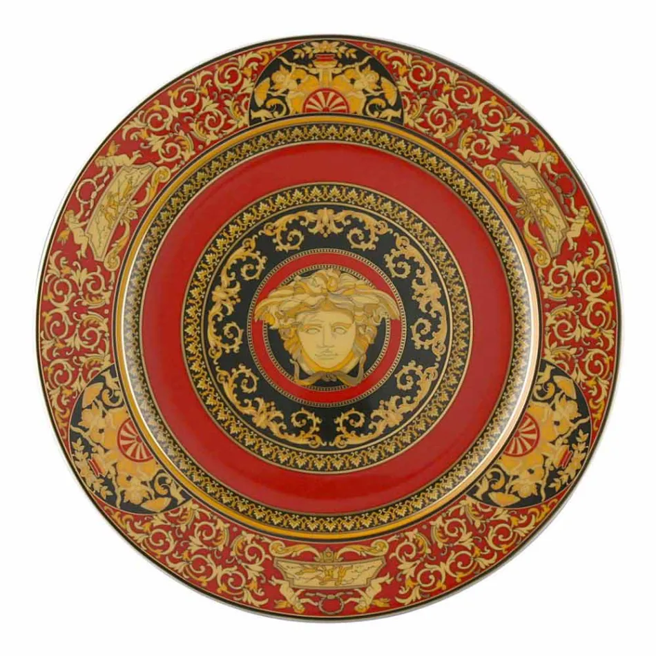 Rosenthal Versace Red Medusa Assiette plate 30cm en porcelaine Viadurini