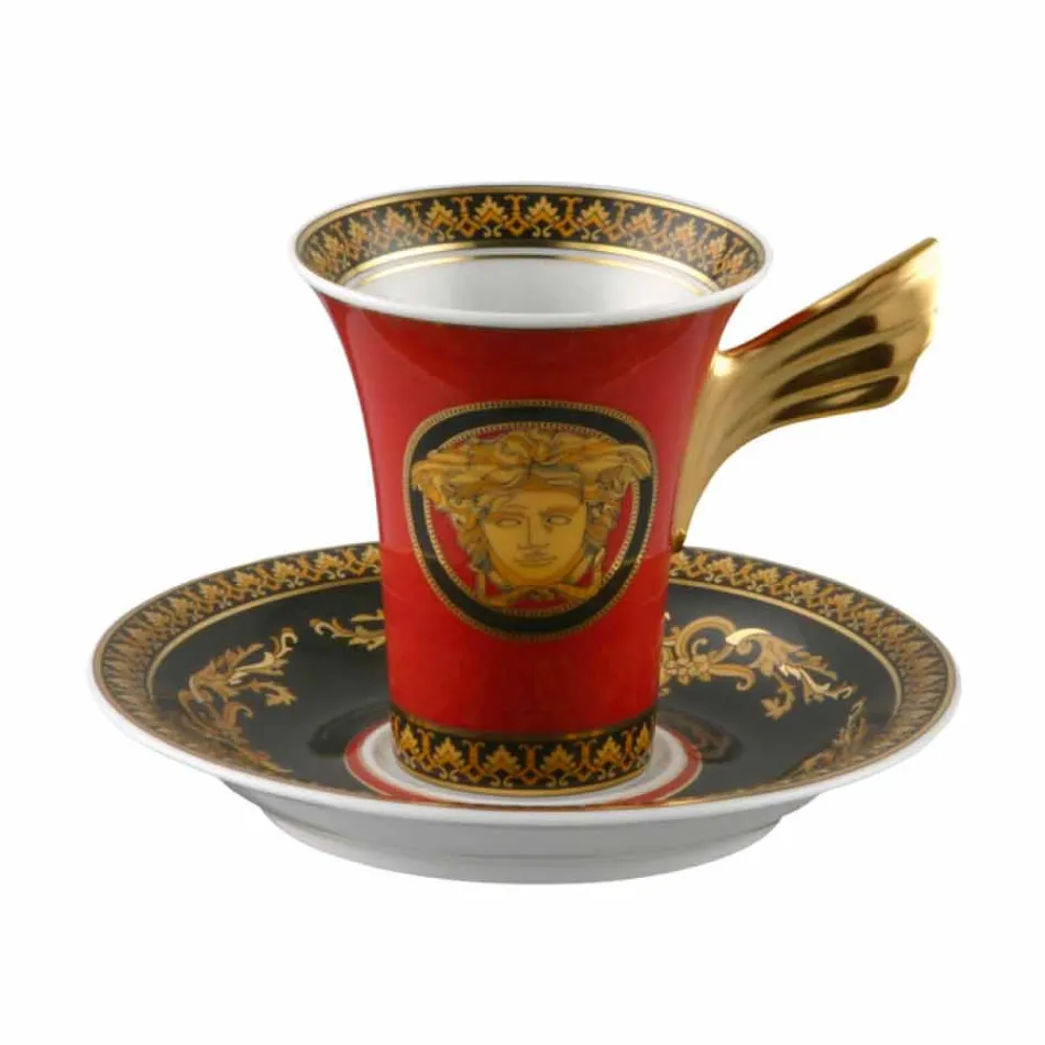 Rosenthal Versace Medusa Tasse à expresso rouge en porcelaine 6 pcs Viadurini