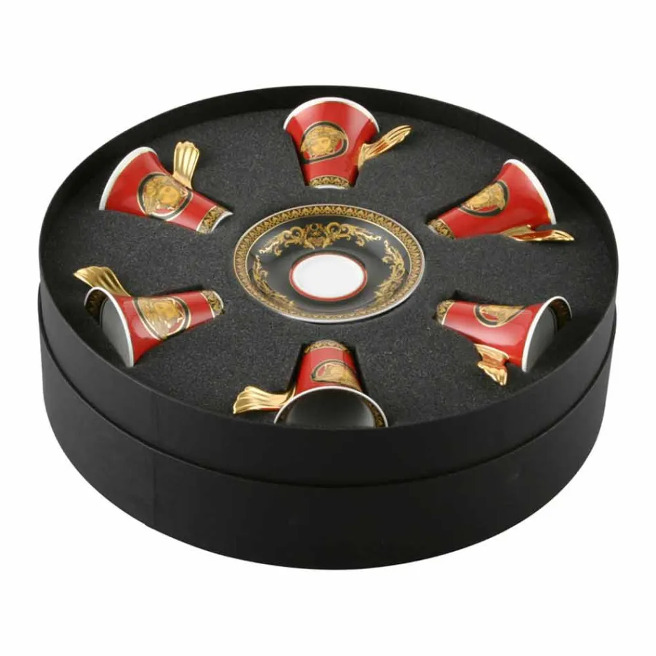 Rosenthal Versace Medusa Tasse à expresso rouge en porcelaine 6 pcs Viadurini