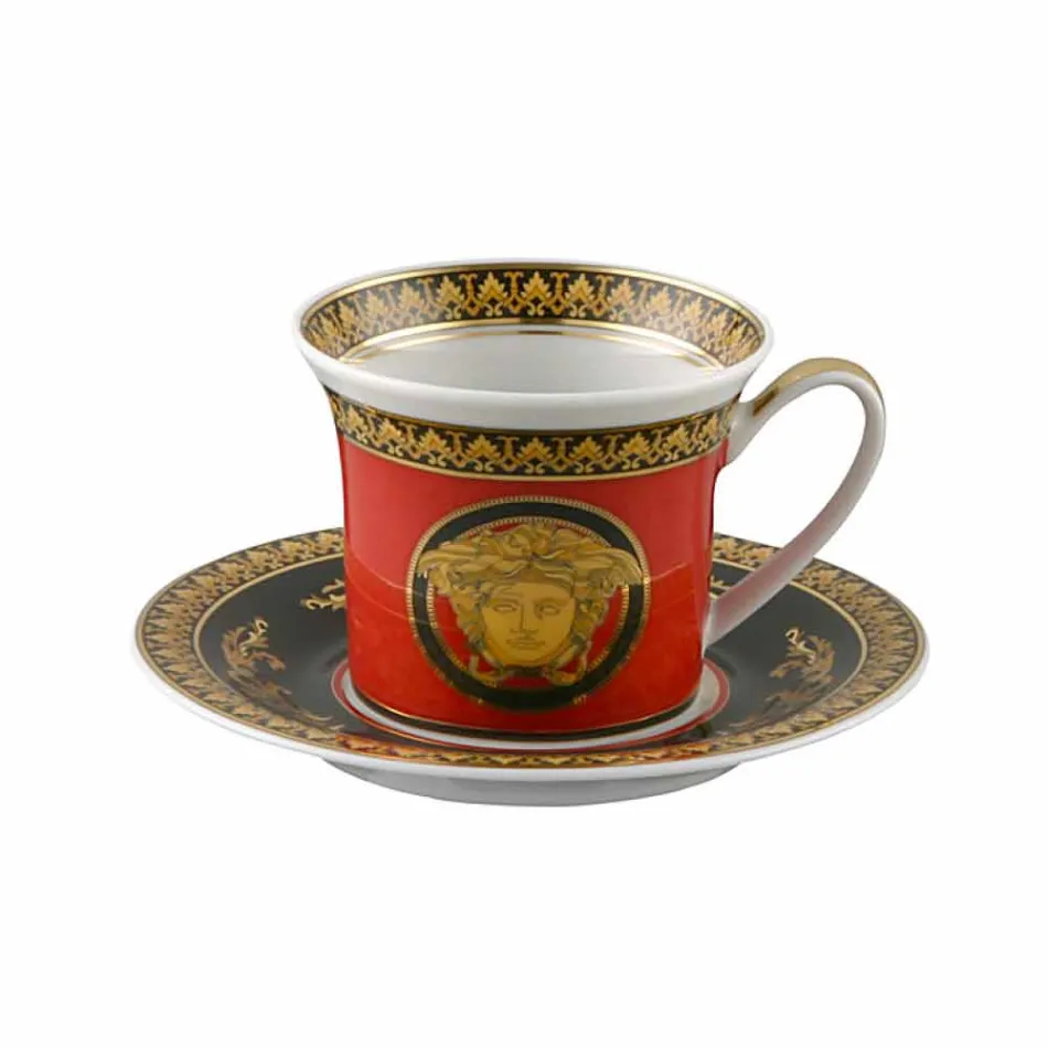 Rosenthal Versace Rouge Medusa Tasse à expresso en porcelaine Viadurini