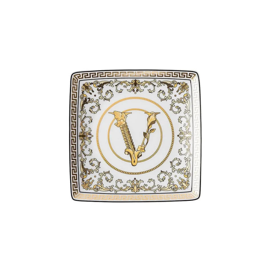 Rosenthal Versace Virtus Gala 6 Coupelles Plates Carrées 15x15 cm en Porcelaine - Baroque Viadurini