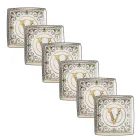 Rosenthal Versace Virtus Gala 6 Coupelles Plates Carrées 15x15 cm en Porcelaine - Baroque Viadurini