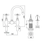 Robinet à pont classique en laiton fabriqué à la main pour évier - Fioretta Viadurini