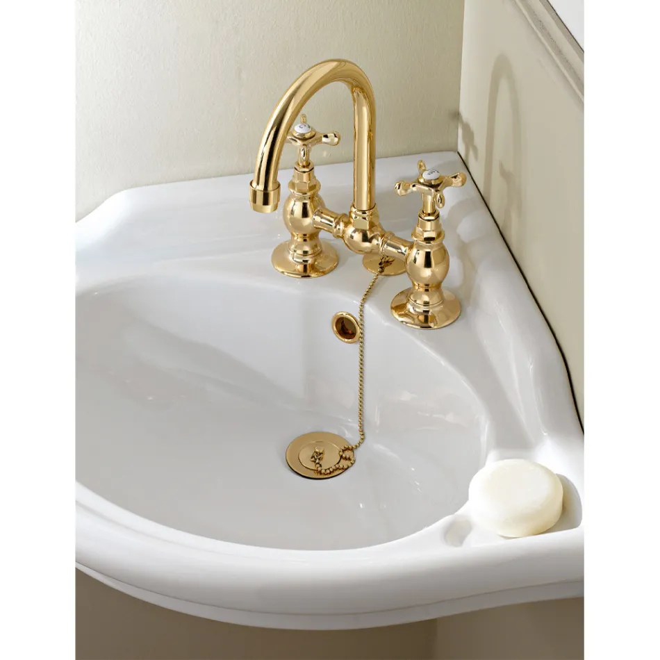 Robinet à pont classique en laiton fabriqué à la main pour évier - Fioretta Viadurini