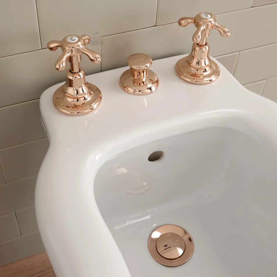 Robinet de bidet 3 trous, livraison interne, en laiton vintage – Klarisa Viadurini