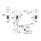 Robinet de bidet classique 3 trous avec vidage en laiton fabriqué en Italie - Ercolina Viadurini