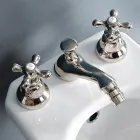 Robinet de bidet classique 3 trous avec vidage en laiton fabriqué en Italie - Ercolina Viadurini