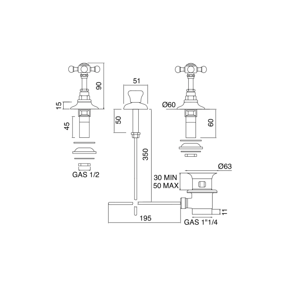 Robinet de bidet vintage en laiton avec livraison interne - Elisea Viadurini