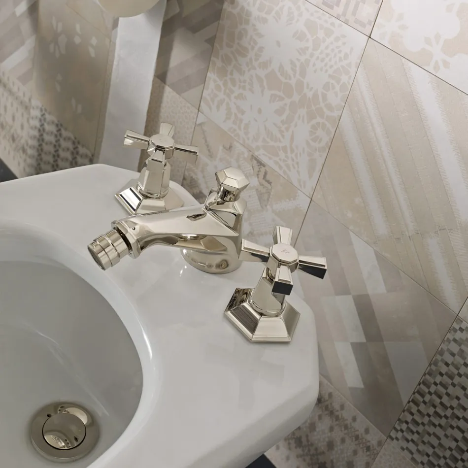 Robinet de bidet design 3 trous en laiton style vintage fabriqué en Italie - Silvana Viadurini