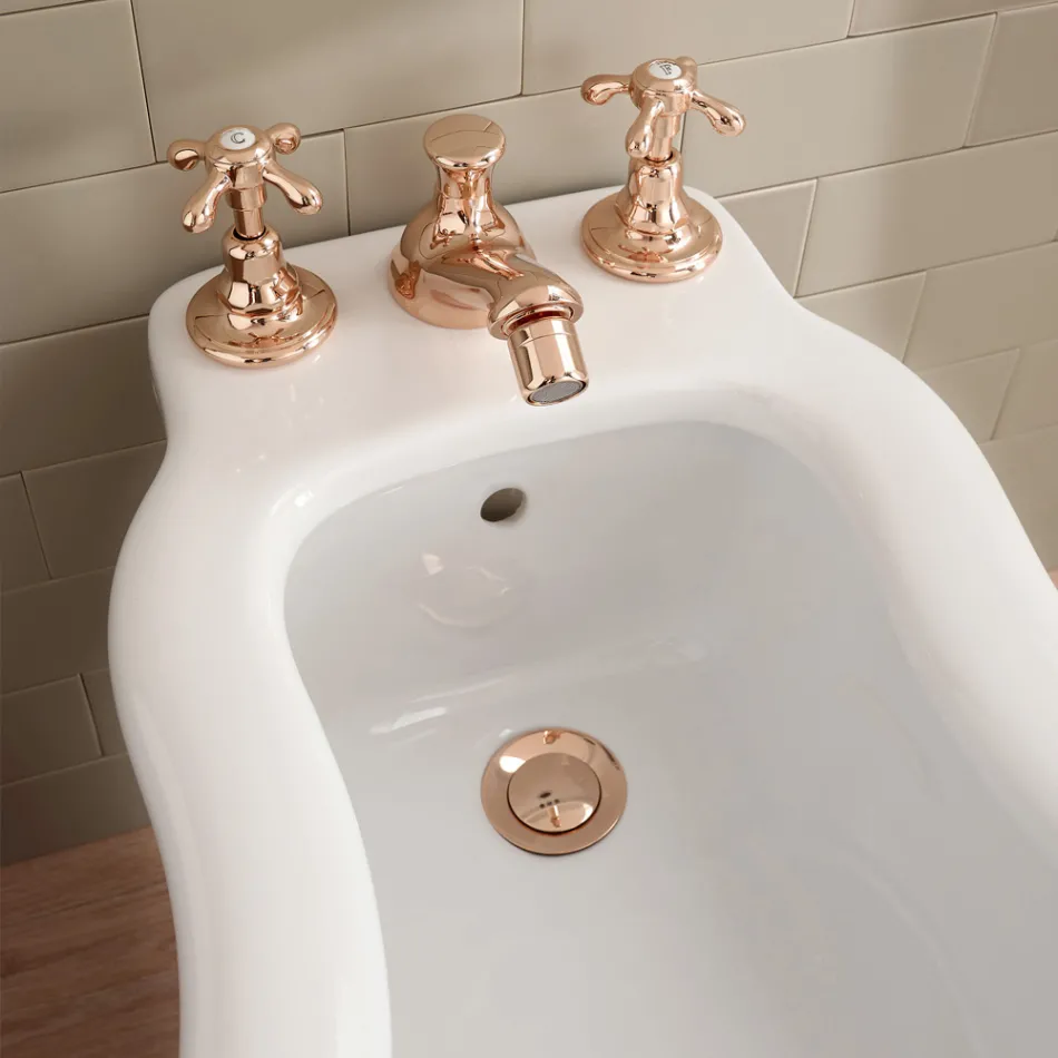 Robinet de bidet design vintage en laiton 3 trous fabriqué en Italie - Klarisa Viadurini