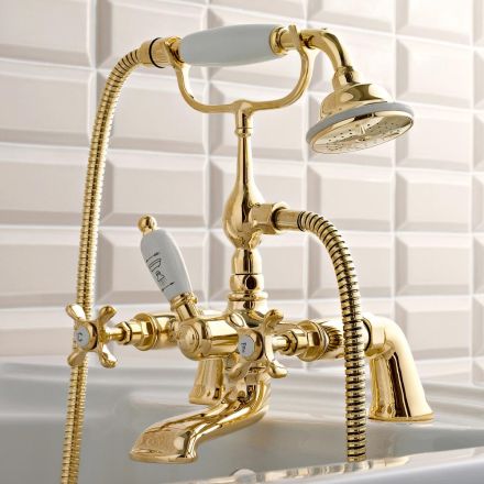 Robinet de baignoire en laiton avec douchette à main de style luxe classique - Fioretta Viadurini