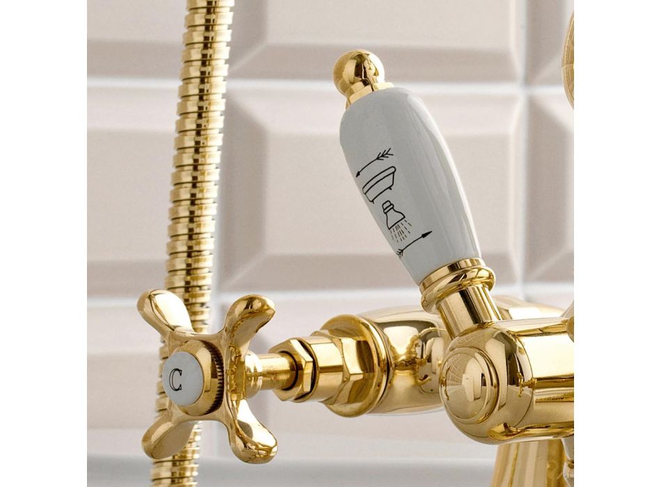Robinet de baignoire en laiton avec douchette à main de style luxe classique - Fioretta Viadurini