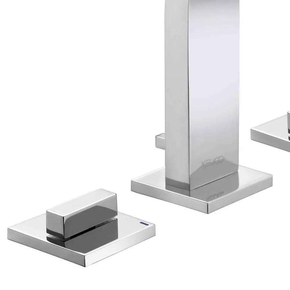 Mélangeur d'évier de salle de bain design moderne avec 3 trous métalliques - Etto Viadurini