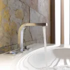 Mélangeur d'évier de salle de bain design moderne avec 3 trous métalliques - Etto Viadurini