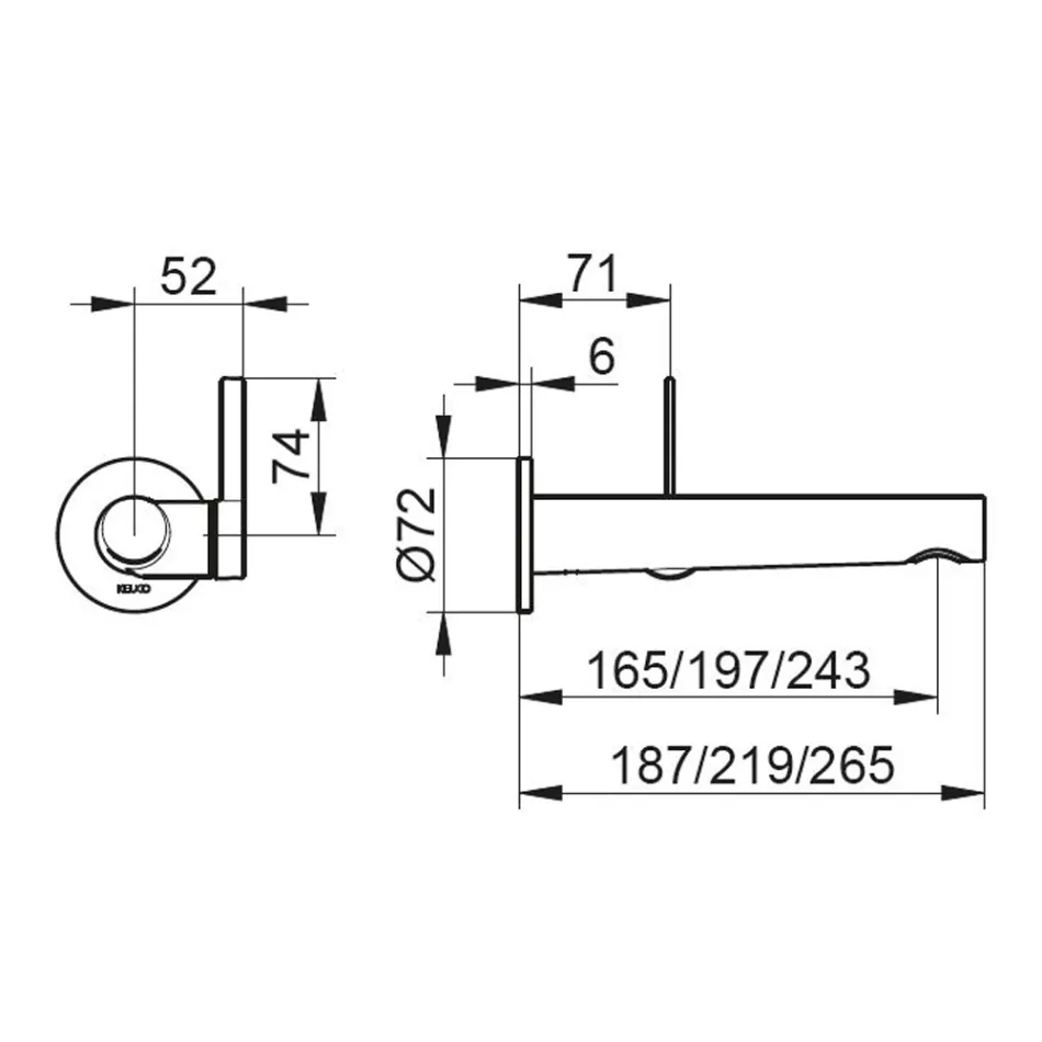 Robinet de lavabo mural encastré avec design intégré 3 tailles - Erkole Viadurini