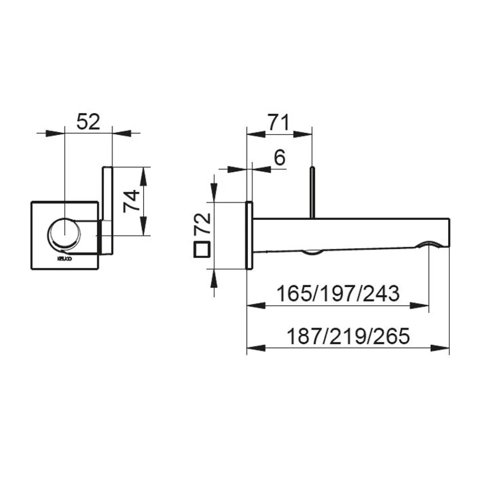 Robinet de lavabo mural encastré avec design intégré 3 tailles - Erkole Viadurini