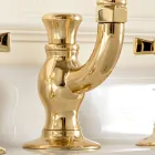 Robinet de lavabo vintage à bec haut en laiton fabriqué en Italie - Katerina Viadurini