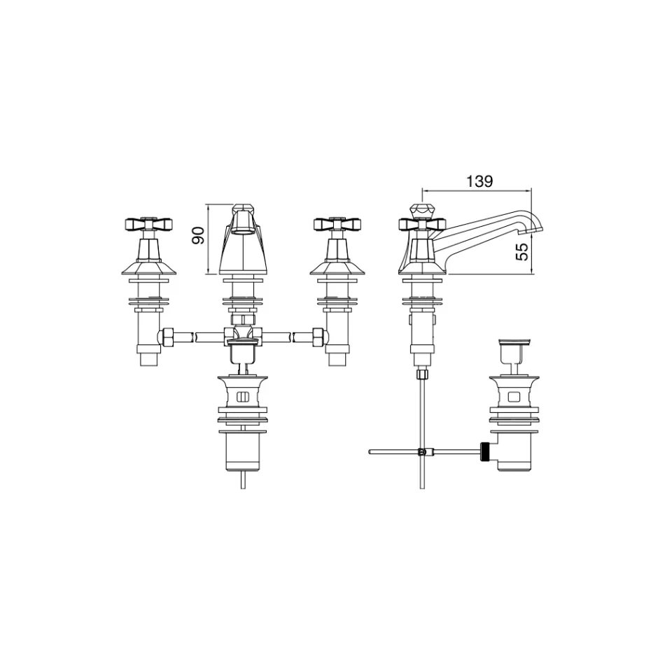 Robinet de lavabo à poser VIntage Design en laiton fabriqué en Italie - Silvana Viadurini