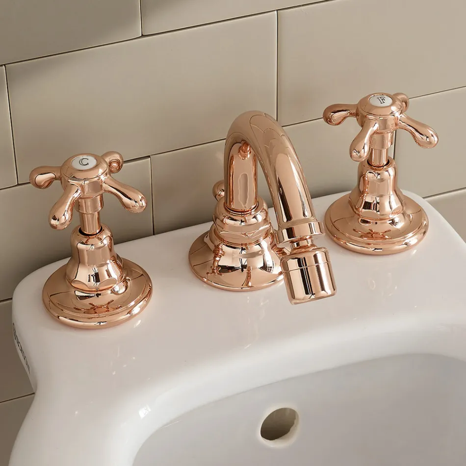 Robinet de bidet 3 trous style vintage en laiton fabriqué en Italie - Klarisa Viadurini