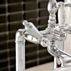 Robinet de baignoire sur pied avec douchette en laiton fabriqué en Italie - Noriana Viadurini