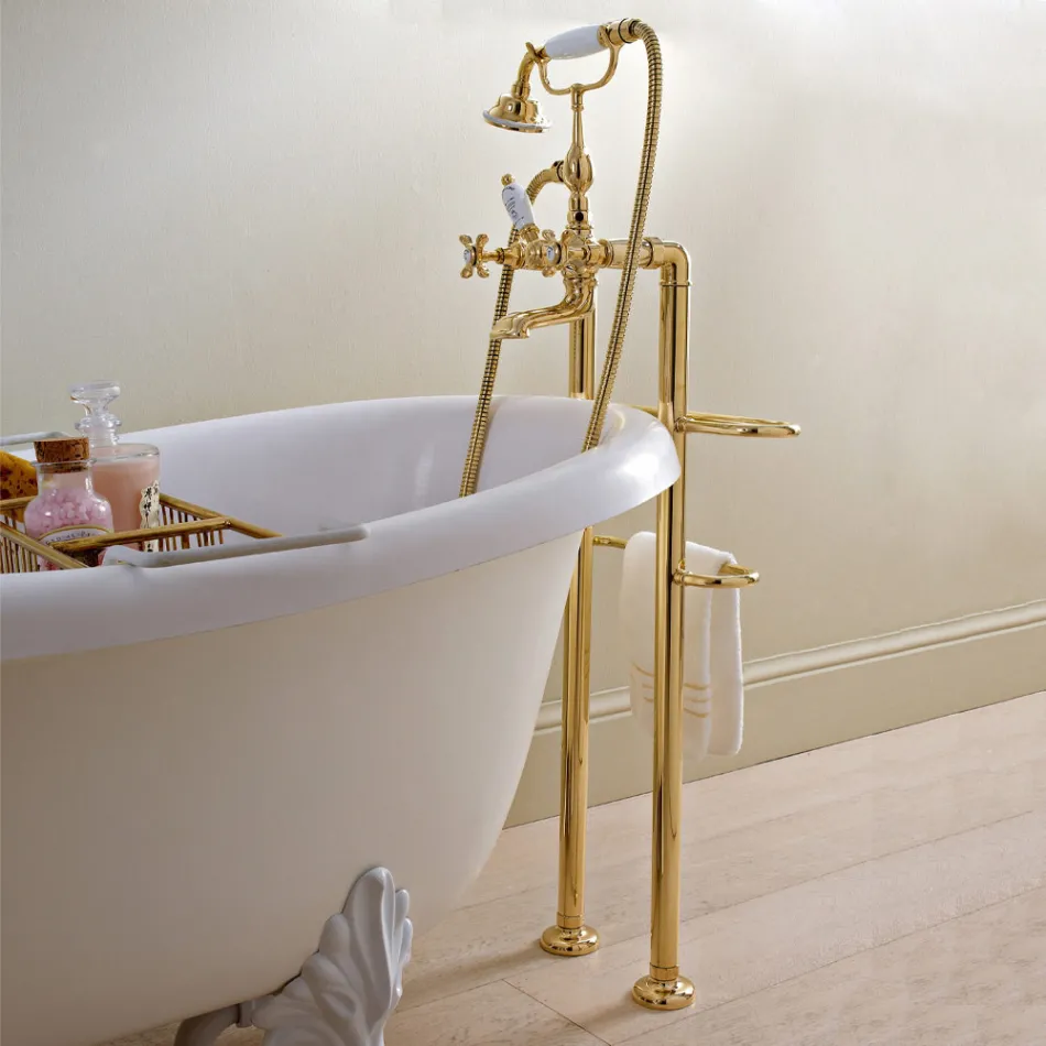Classic Brass Robinet de baignoire sur pied avec douchette - Fioretta Viadurini