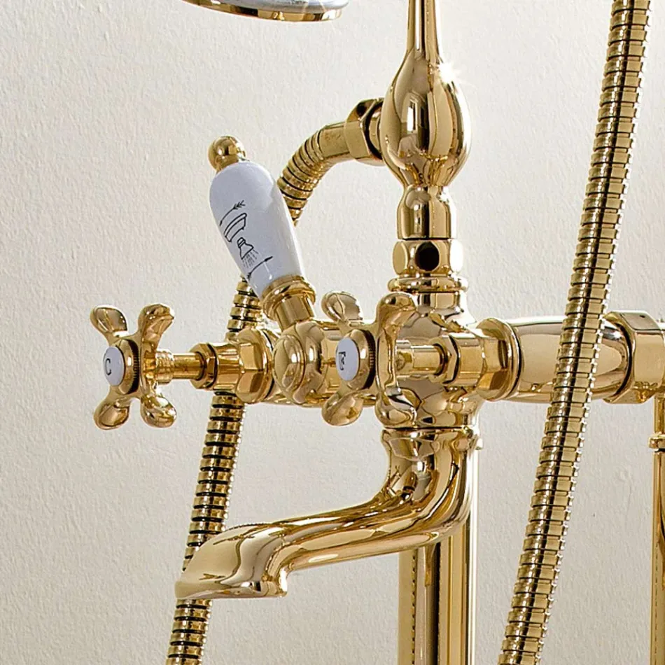 Classic Brass Robinet de baignoire sur pied avec douchette - Fioretta Viadurini