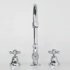 Robinet de lavabo 3 trous en laiton avec bec haut et drain - Ercolina Viadurini