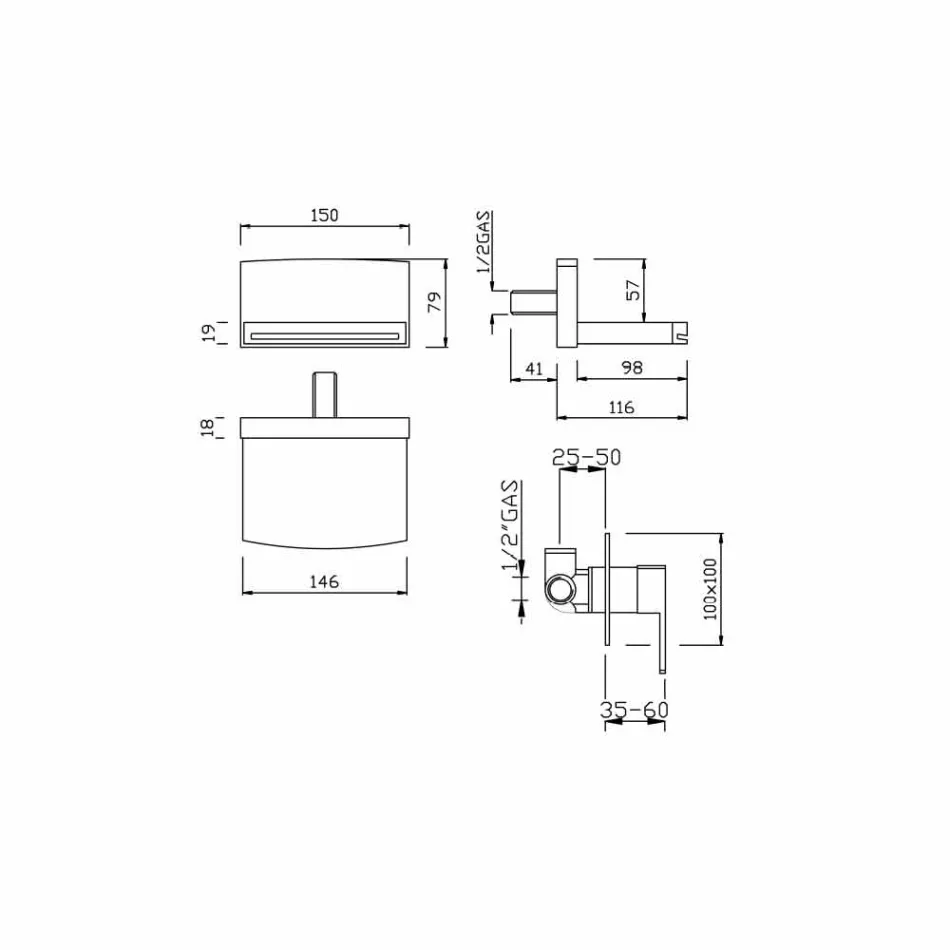 Mitigeur mural avec bec cascade Made in Italy - Sika Viadurini