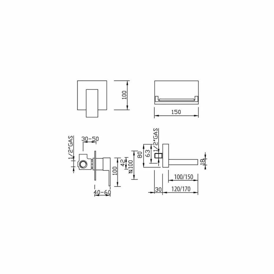 Mitigeur mural design Made in Italy - Bibo Viadurini