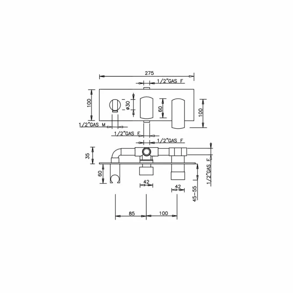 Mitigeur de douche design avec inverseur 3 voies Made in Italy - Sika Viadurini