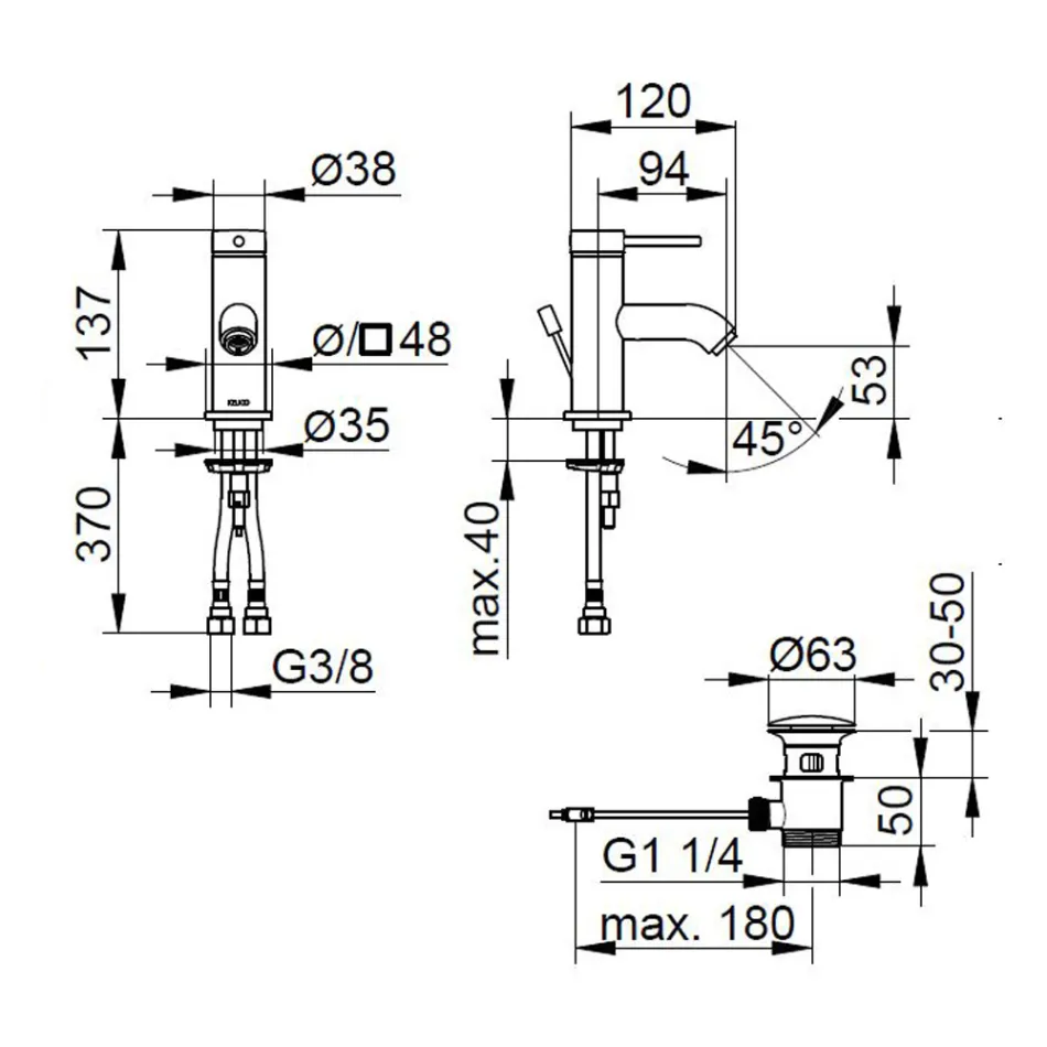 Mitigeur Lavabo Monocommande Laiton Design Rond - Antilio Viadurini